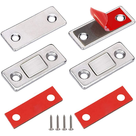 Litzee - Magnetic Latch Magnet Cabinet Door 2 Pieces Very Thin Magnetic Latch to Stick Magnet Adhesive Closure Powerful Magnet for Sliding Door
