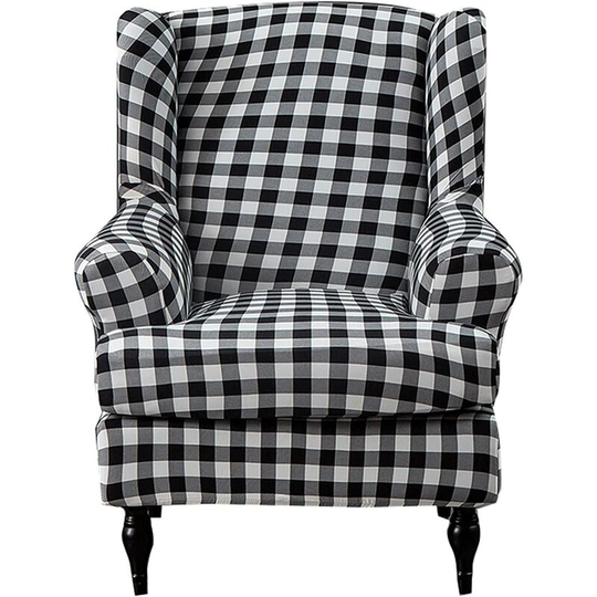 Wing Chair Slipcovers 2 Pieces Stretch Spandex Wingback Chair Covers Sofa Slipcover Printing Wingback Armchair Slipcovers Furniture Protector Couch