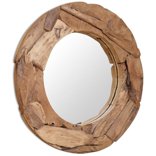 Decorative Mirror Teak 80 cm Round VD10654 - Hommoo