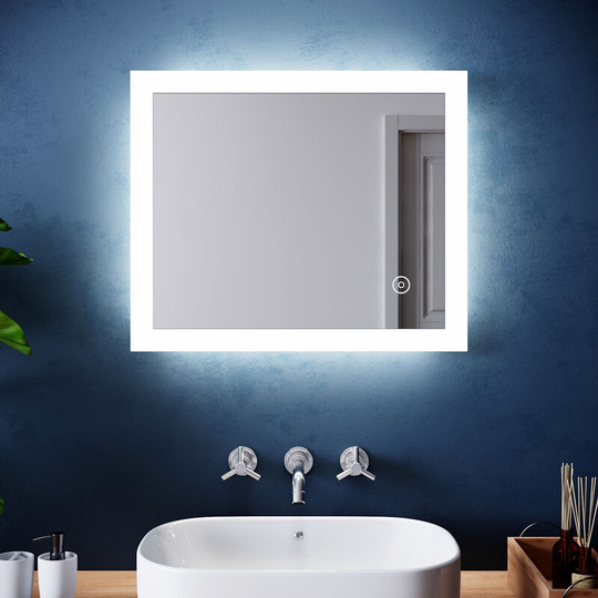 Elegant - 600 x 500mm Modern led Illuminated Bathroom Vanity Mirror with Touch Switch and Demister (4PCS)