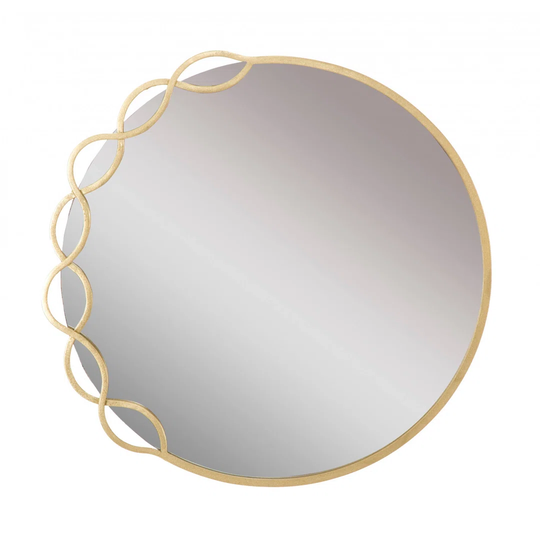 Maelynn Round Metal Framed Wall Mounted Accent Mirror in Gold