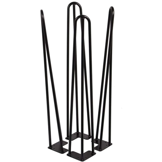 CGC Black Three Bar 12 Mm 40 Cm Metal Hairpin Table Chair Desk Leg Floor Protector Foot Two Three Furniture Bench Coffee Dining