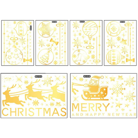 Christmas Window Clings Sleigh Snowflake Santa Window Clings For Decor Home, Xmas Party Supplies