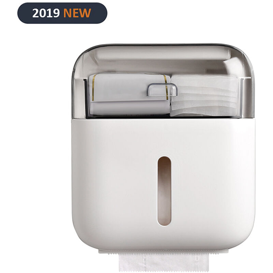 Self Adhesive Tissue Paper Holder Box Waterproof Tissue Dispenser Wall Mounted Toilet Paper Holder Compatible with Roll Paper Tissue Paper