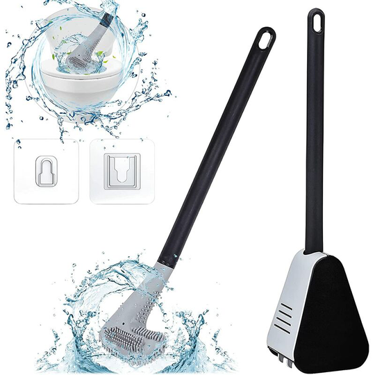 Silicone Golf Toilet Brush Wall-Mounted Long Handle Toilet Brush Golf Toilet Brush Silicone Golf Brush Head with Holders for Bathroom