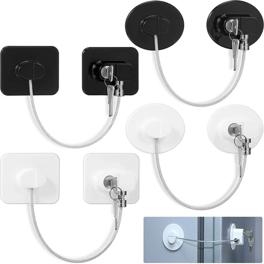 Pcs Refrigerator Lock, Freezer Lock, Child Safety Lock with Adhesive for Kitchen Appliance, Openable Furniture, Sliding Cupboard, Drawer and Toilet