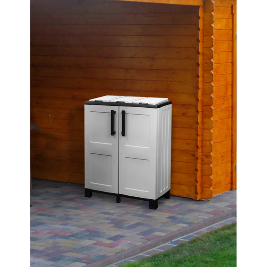 Indoor Or Outdoor Litter Cupboard, 3-Sack Cabinet With 2 Doors, 100% Made In Italy, 68X37h90 Cm, Light Gray Color