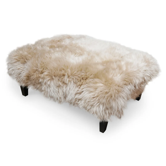 Bespoke Handmade Footstool Coffee Table In 100% Genuine Icelandic Sheepskin (60Cm X 40Cm X 40 Cm)