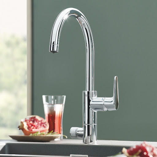 Grohe Blue Pure BauCurve Duo Filtered Kitchen Mixer Tap Starter Set - Chrome