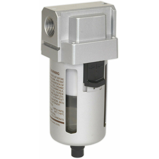 High Flow Workshop Air Supply Filter - 1/' bsp - 135cfm Max Airflow - Auto Drain