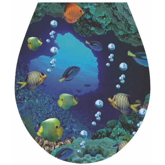 Reef' wc Seat Sticker Toilet Lid Cover Bathroom Art 32x38cm