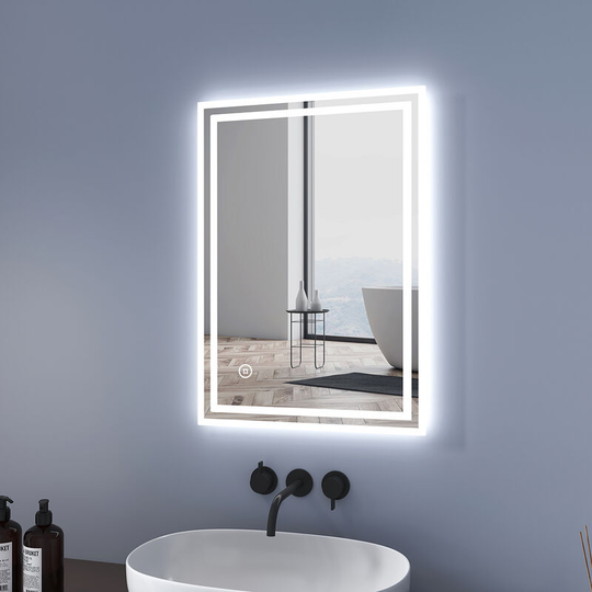 Led Bathroom Mirror 70x50cm, Illuminated Bathroom Mirrors with Touch & Demister, IP44 Rated - 70x50x3.5cm | Touch + Demister - Meykoers