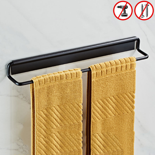 Towel holder wall rack, aluminum space towel ring, black towel holder 40cm, towel ring for bathroom and kitchen