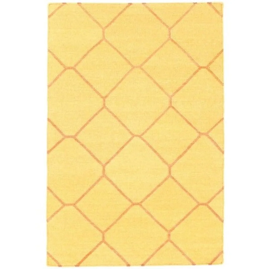 Crandell Original Handmade Kilim Wool/Cotton Yellow Indoor/Outdoor Rug