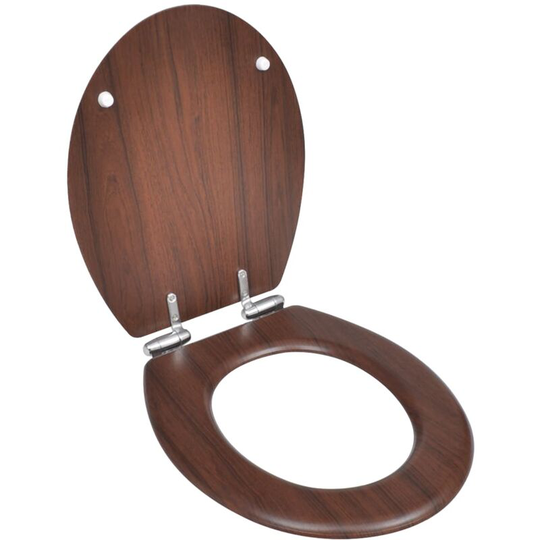 Wc Toilet Seat mdf Soft Close Lid Simple Design Brown - Brown