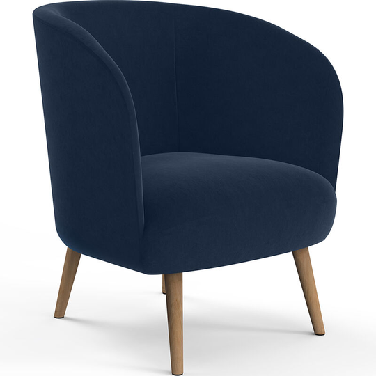 Velvet upholstered armchair - Krenda Dark blue Velvet, Wood, Wood, Polyester - Dark blue