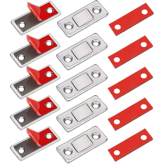 Soekavia - Magnetic Latch Closet Door Magnet 5 Pieces Very Thin Magnetic Latch Stick-On Magnet Adhesive Closure Cabinet Powerful Magnet for Sliding
