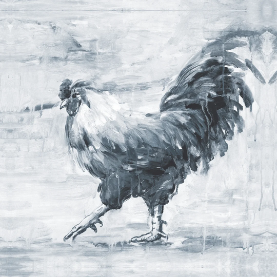 Navy Drippy Chicken - Wrapped Canvas Painting Print