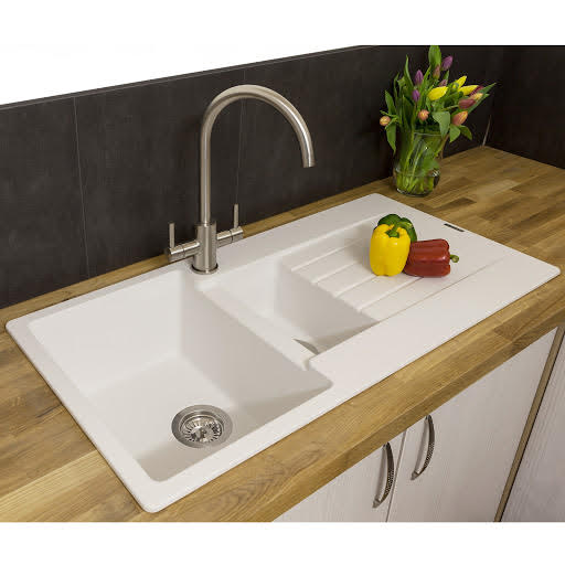 Reginox Harlem 15 Pure White Granite Inset 1.5 Kitchen Sink HARLEM 15 PW