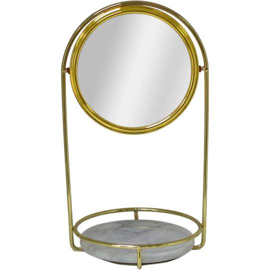 MaKee Metal Framed Freestanding Bathroom Mirror in Gold