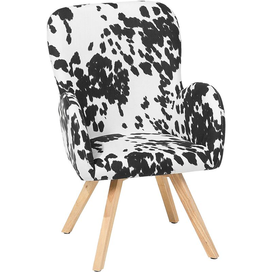 Beliani - Modern Accent Chair Wooden Legs Black and White Upholstery Animal Print Bjarn - White