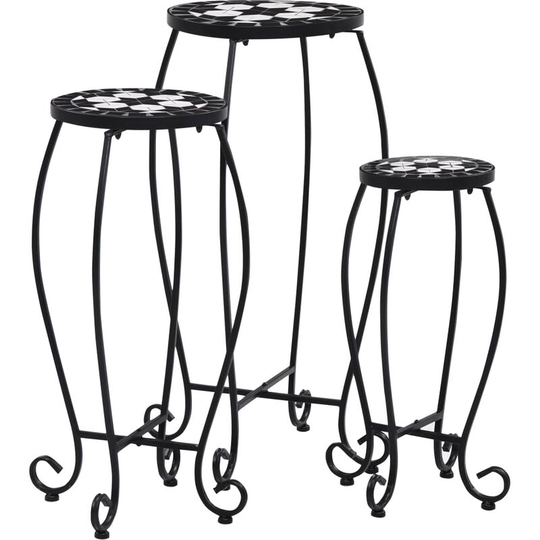 Mosaic Tables 3 pcs Black and White Ceramic VDTD30065 - Topdeal