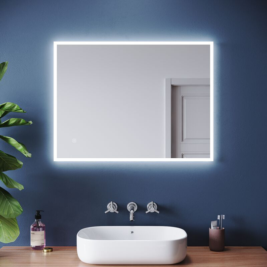Backlit Bathroom led Mirror 600x800mm with Shaver Socket Demister Pad Dimmable 3 Colors Lighted Bathroom Makeup Mirror Wall Mounted Mirror - Elegant