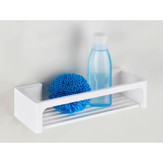 Power-Loc® wall shelf Bralia White, set of 2, bathroom shelf, fixing Without drilling