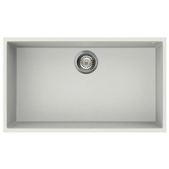 Reginox - Elleci Quadra Kitchen Sink Single Bowl White Granite Undermount Waste