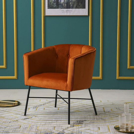 Cherry Tree Furniture aurelie Velvet Fluted Back Armchair Tub Chair Burnt Orange - Orange