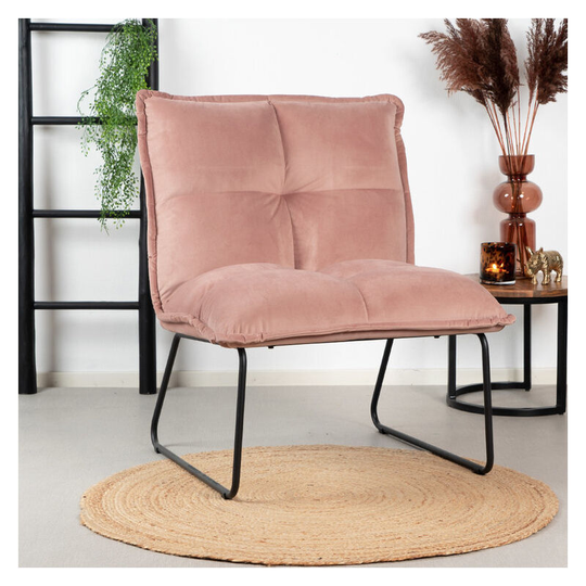 Velvet Armchair Malaga Pink - Pink