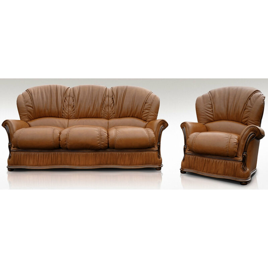 Delaware 3 Seater + Armchair Genuine Italian Tan Leather Sofa Suite Offer
