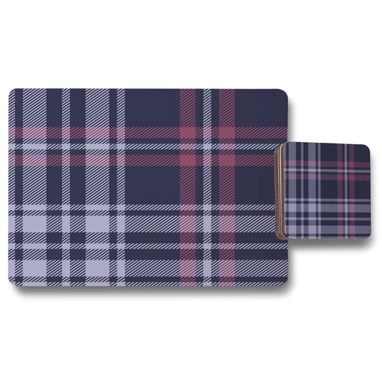 Barberton Tartan Plaid Pattern 12 Piece Cork Placemat and Coaster Set