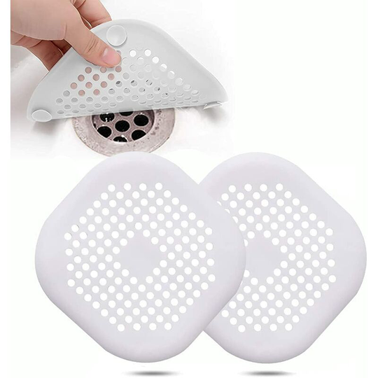 4Pcs Silicone Drain Protector, Kitchen Sink Strainer with Suction Cup, Bathtub Drain Cover Filter, Kitchen and Bathroom Sink Strainer(White)