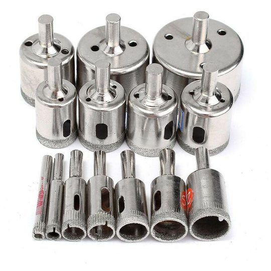 Diamond Drill Bit, BR-Vie Glass Hole Saws 6-50mm for Diamond Coating, Carbon Steel for Glass, Ceramic, Porcelain, Ceramic Tile, Marble (15PCS)
