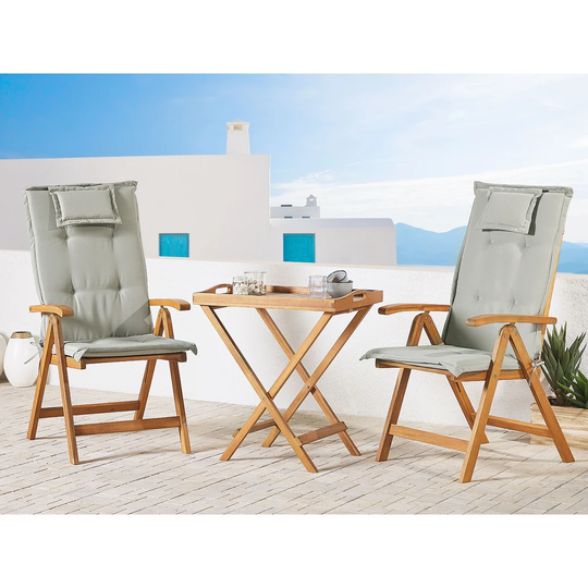 Bordelon Folding Acacia Patio Dining Armchair with Cushion