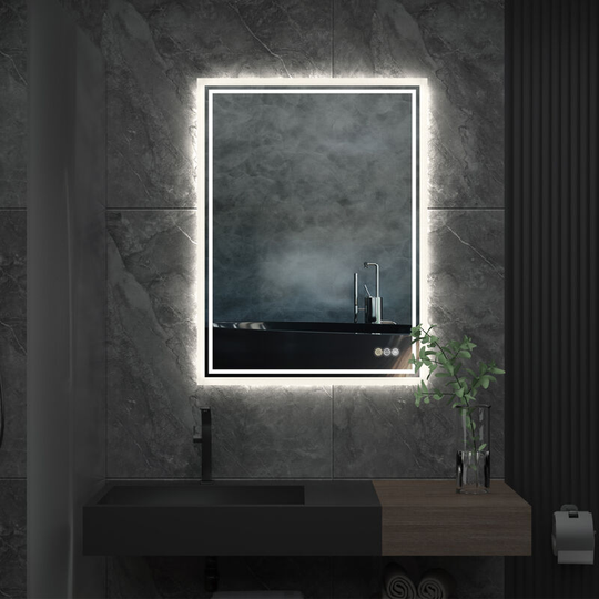 Modern Bathroom Mirror Illuminated LED Light Makeup Mirror with Sensor Touch control Warm White Light, 600 x 800mm