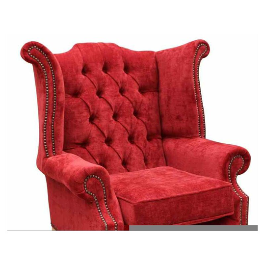Chesterfield Fabric Queen Anne High Back Wing Chair Post Box