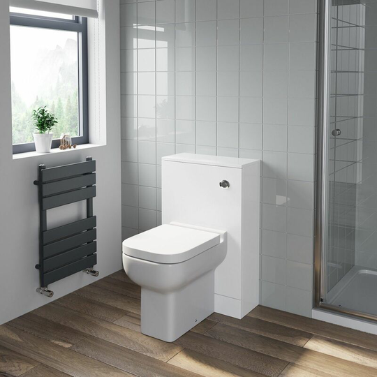 500mm Bathroom Toilet Back To Wall Furniture Unit Pan Soft Close White Modern - White