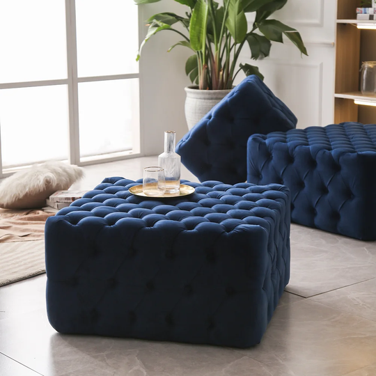 Barajas 92cm Wide Velvet Square Cocktail Ottoman
