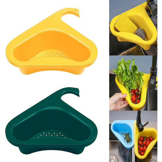 Sink Colander, 2 pcs Plastic Colander, for Fruits, Vegetables, Leftovers, Yellow and Green