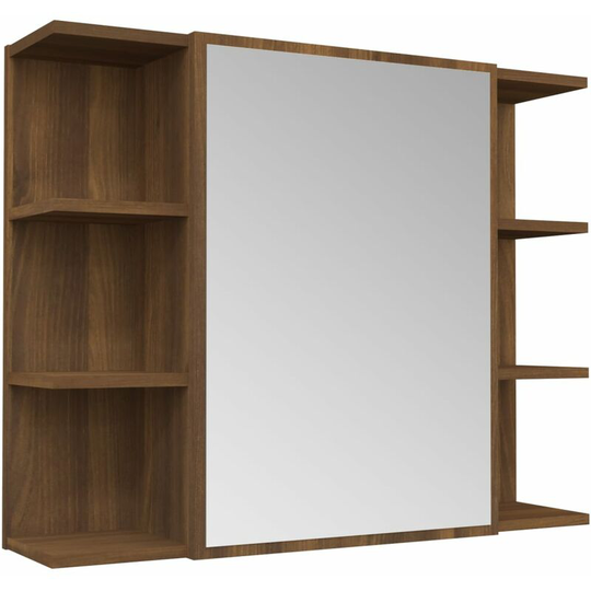 Bathroom Mirror Cabinet Brown Oak 80x20.5x64 cm Engineered Wood Vidaxl Brown