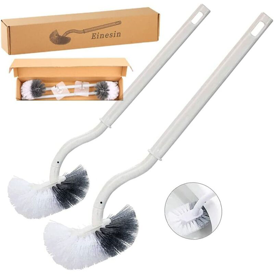 2PCS Toilet Brush Long Handle Plastic Toilet Brush with Solid Bristles for Toilet Cleaning, Deep Cleaning, White