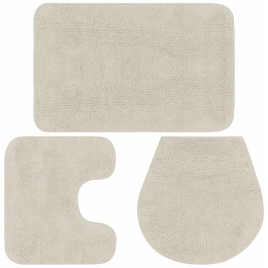 Asupermall - Bathroom Mat Set 3 Pieces Fabric White