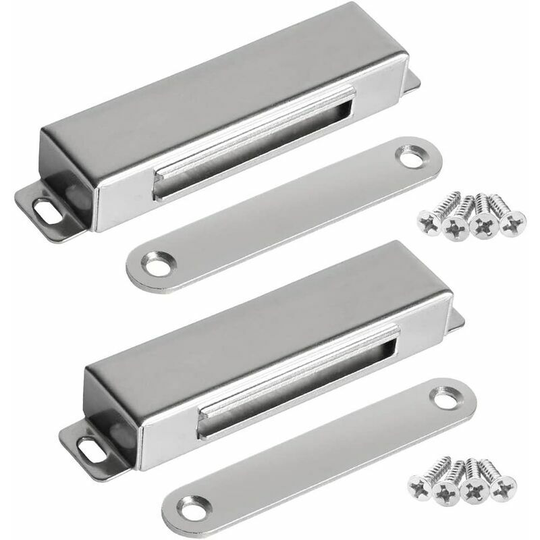 Morejieka - Magnetic Door Catch 30KG Pull Strong Magnet Cabinet Latches Magnetic Hardware Stainless Steel Chrome Door Closer for Bathroom Kitchen
