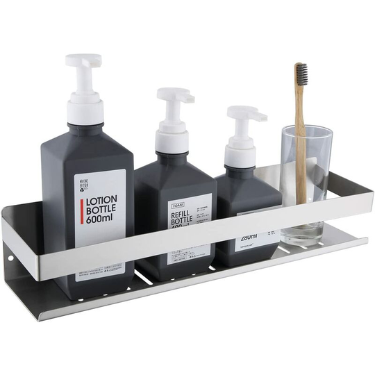 Self Adhesive Shower Caddy, Bathroom Shelf Without Drilling SUS304 Stainless Steel Adhesive Shower Caddy, Brushed Nickel 40CM