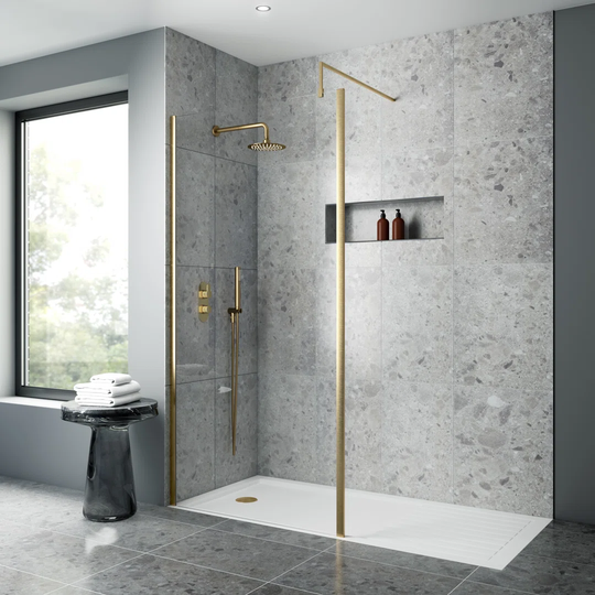 760Mm Outer Framed Wetroom Screen With Support Bar