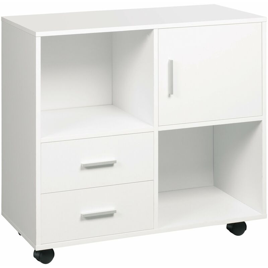 Vinsetto - Printer Stand Mobile Office Storage Cabinet w/ Shelves Drawers, White - White