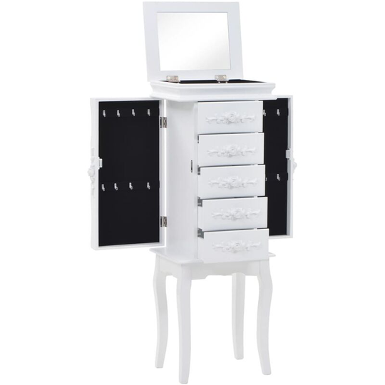 Free Standing Jewelery Cabinet White Vidaxl White