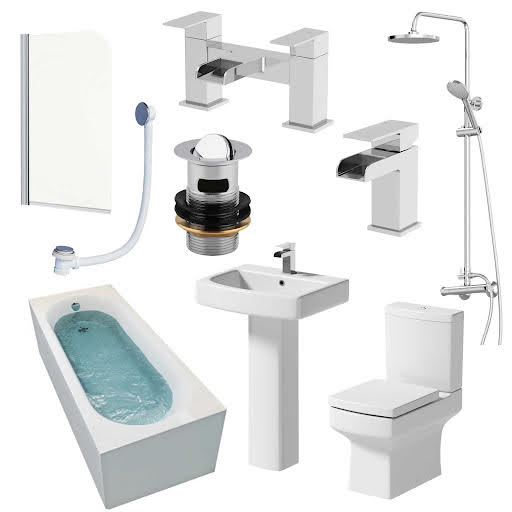 Royan Complete Bathroom Suite Bundle with Single Ended Bath - 1500mm